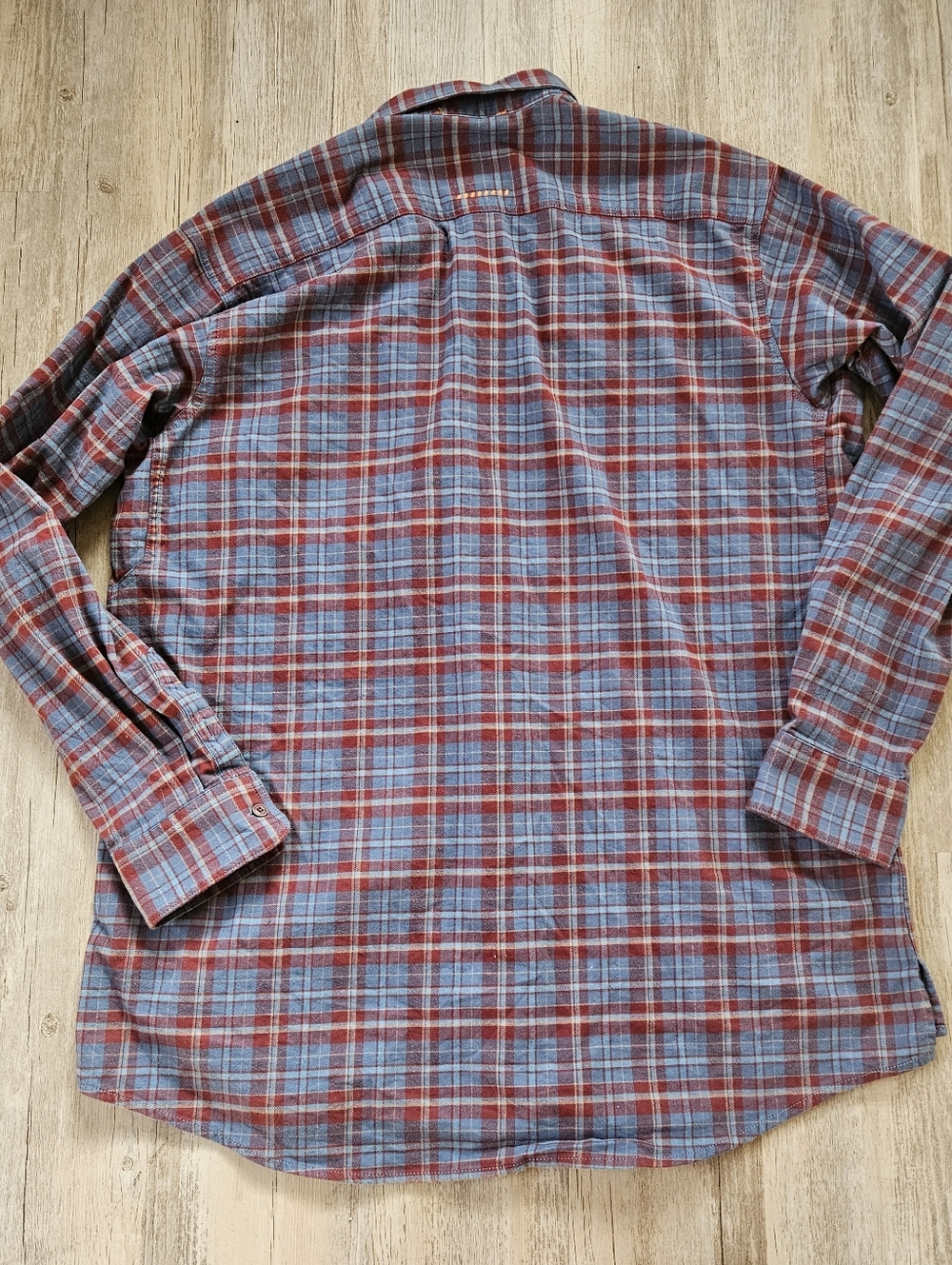 Ariat Rebar Men's Red and Blue Plaid Button-Up Heavyweight Flannel Shirt XL Tall - Picture 8 of 8
